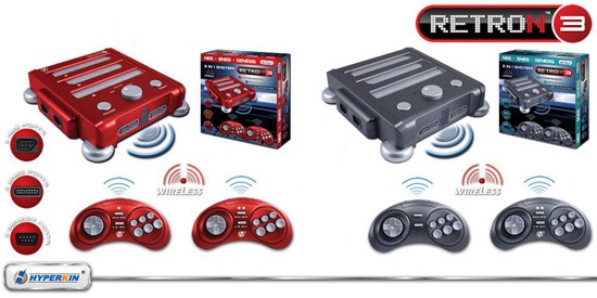 RetroN3 La console RetroN3 en gris et en rouge