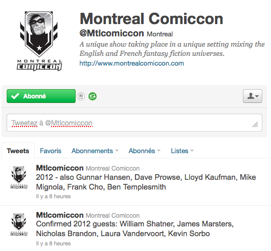 Compte Twitter de Montréa Comiccon